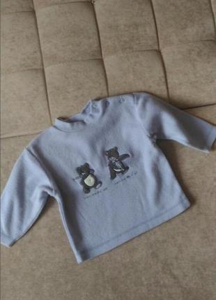 Тепла флісова толстовка з вишивкою, аплікацією ведмедика розмір на вік 2-3 роки зріст 92 см