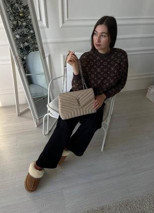 Женская сумка из эко-кожи yves saint laurent 30 ив сен лоран бежевого цвета молодежная, брендовая9 фото