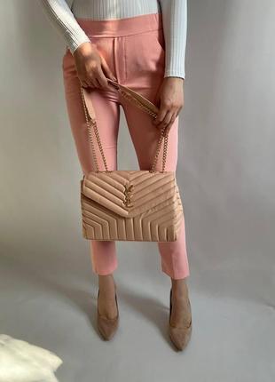 Женская сумка из эко-кожи yves saint laurent 30 gold ив сен лоран розового цвета молодежная, брендовая3 фото