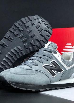 Мужские кроссовки new balance 574 classic серые с черным\белые