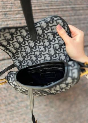 Женская сумка седло текстильная dior saddle диор молодежная, брендовая сумка через плечо4 фото