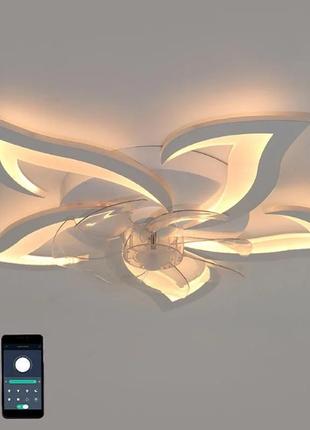 Люстра светодиодная с пультом fan ella  с вентилятором 75w+18w 5f-app white