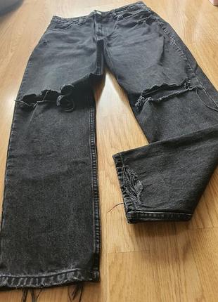 Вареные черные джинсы zara с прорезями
