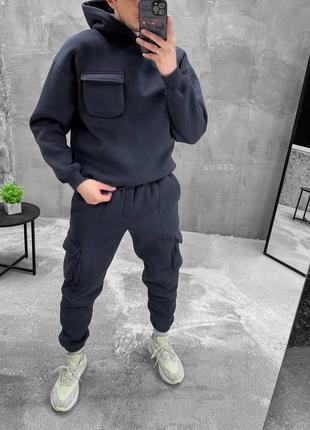 Спортивный костюм утепленный оверсайз серый