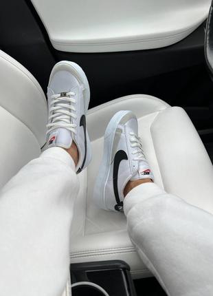 Кроссовки nike blazer low white black (высокая подошва)10 фото