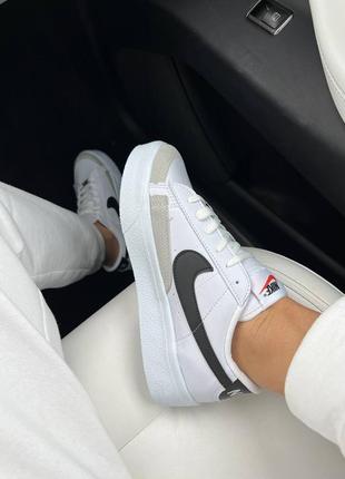 Кроссовки nike blazer low white black (высокая подошва)6 фото