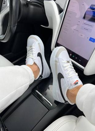 Кроссовки nike blazer low white black (высокая подошва)7 фото