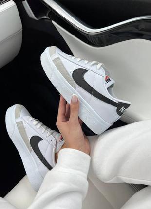 Кроссовки nike blazer low white black (высокая подошва)3 фото