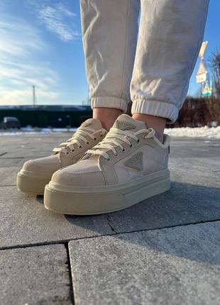 Кросівки prada re-nylon bryshed beige5 фото