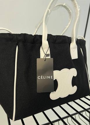 Женская сумка текстильная celine молодежная, брендовая сумка шопер через плечо6 фото