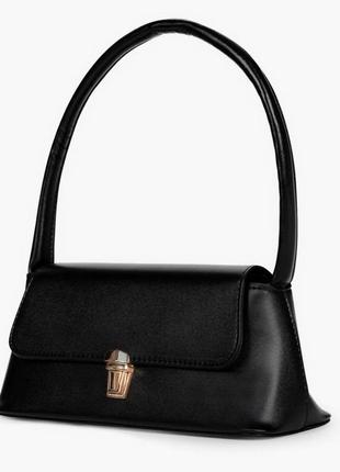 Мини сумочка черная багет в винтажном стиле7 фото