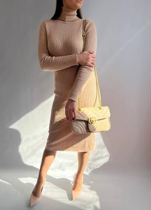 Жіноча сумка з еко-шкіри gucci marmont big гуччі кремова молодіжна, брендова сумка через плече6 фото