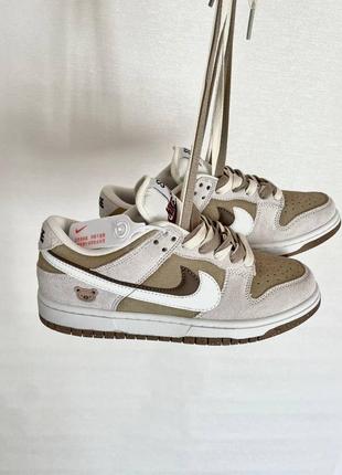 Крутезні кросівки nike sb dunk low se 85 double swoosh  grey/khaki bear