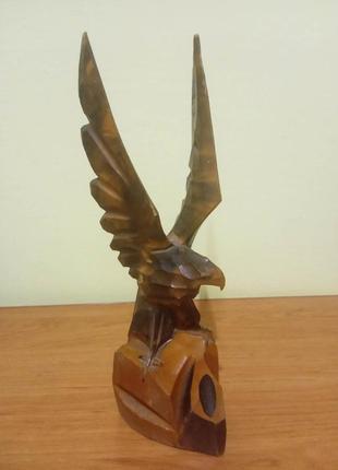 Винтажная деревянная статуэтка ссср орёл натуральное дерево фигурка птицы винтаж антиквариат 30 см3 фото