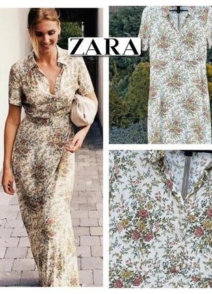 Zara стильне ніжне жіноче плаття максі квітковий принт m