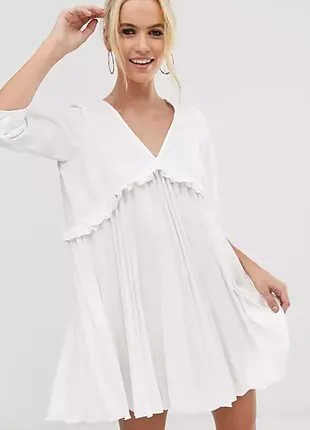 Asos design pleated smock mini dress