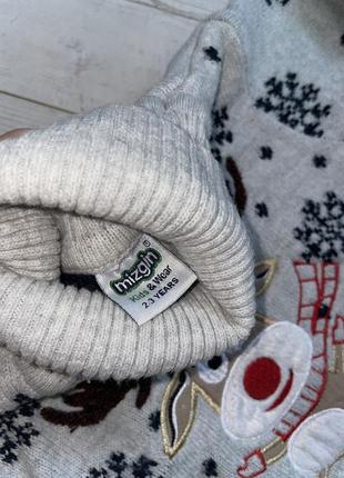 Новогодний свитер вязаный mizgin на 2-3 года туречки4 фото