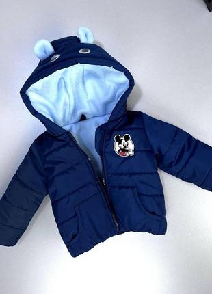 Детская демисезонная куртка на мальчика от 1 года весна/ осень, весенняя деми курточка с капюшоном и ушками