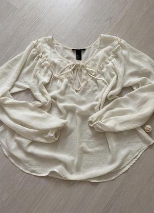 Блуза нарядная молочная на завязках , блуза лёля1 фото