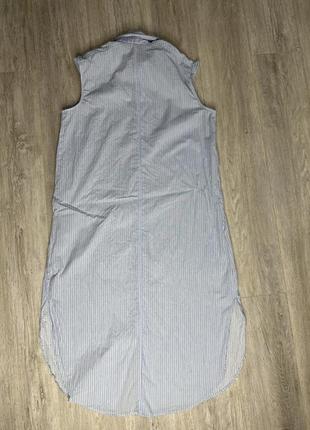 Літня сукня плаття сорочка без рукавів на ґудзиках світло блакитне в смужку для годування3 фото