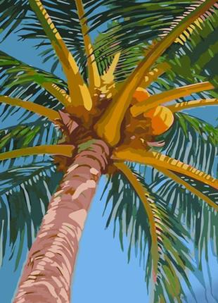 Картина за номерами strateg преміум кокоси на пальмі розміром 40х50 см (gs712) украина