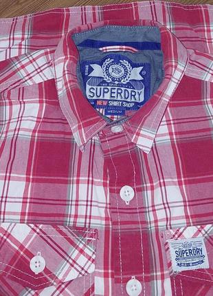 Стильная рубашка в красно-белую клетку superdry made in india, оригинал, молниеносная отправка8 фото