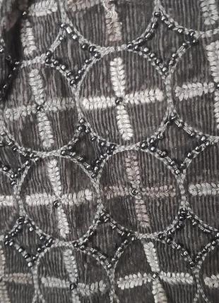 Черная вельветовая юбка с вышивкой и бисером marks & spencer9 фото