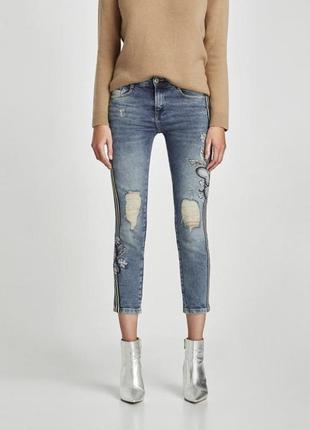 Zara джинсы с лампасами xs 34