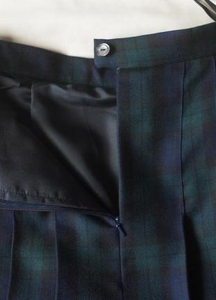 Сине зеленая шерстяная юбка в клетку плиссе меди женская mac elton fashion, размер l, xl5 фото