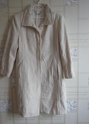 Next made in lithuania белое шерстяное пальто, 80% wool шерсть, слоновая кость2 фото