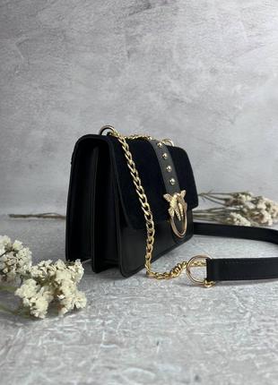 Жіноча сумочка pinko gold замш 😍3 фото