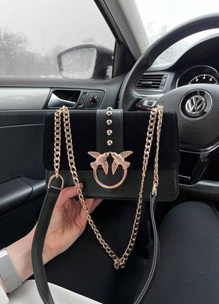 Жіноча сумочка pinko gold замш 😍8 фото