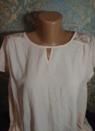 Женская блуза пудрового цвета кружево блузка р.44 /462 фото