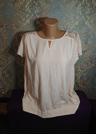 Женская блуза пудрового цвета кружево блузка р.44 /465 фото