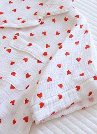Муслиновая пижама домашний костюм в сердечки сердечка тройка s-l 44-4810 фото