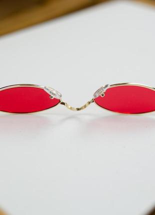 Женские тонкие, узкие красные винтажные очки в золотой оправе vintage8 фото