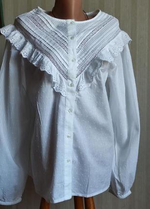 Блузка с кружевом, бабовна, винтаж, большой размер1 фото