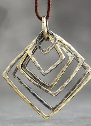 Металлическое украшение ожерелье на кожаном шнурке в этно-бохо стиле украшение на шею бижутерия