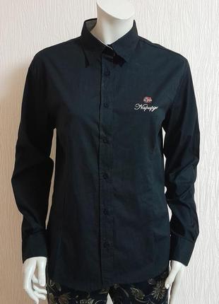 Шикарная рубашка чёрного цвета napapijri made in portugal, 💯 оригинал, молниеносная отправка