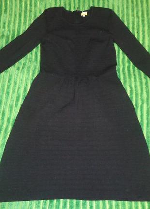 Чёрное платье плотный вязаный трикотаж3 фото