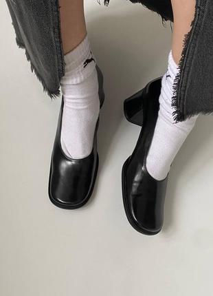 Кожаные лакированные туфли с квадратным носом kenzo
