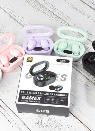 Бездротові вакуумні сенсорні навушники e8s games stereo earphones black10 фото