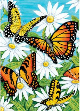 Алмазна мозаїка strateg преміум метелики в ромашках без підрамника розміром 30х40 см  (gd86103)
