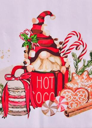 Картина за номерами strateg преміум новорічний гном з печивом з лаком та з рівнем розміром  40х40 см(sk055)