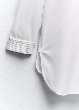 Рубашка оверсайз с полосатыми манжетами zara4 фото