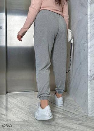 Жіночі трикотажні штани двонитка великі розміри. модель 42860 сірий2 фото