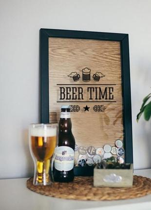 Рамка для пивных крышек "beer time", black-brown, black-brown, англійська