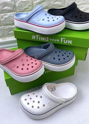 Женские кроксы на платформе crocs crocband platform все размеры в наличии