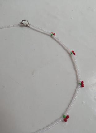 Колье вишни ожерелье из бисера чокер1 фото