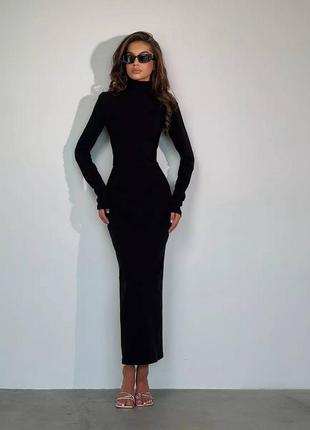 Силуэтное классическое черное платье из вискозы 42 44 46 🖤 вечернее обтягивающее платье макси люкс xs s m l